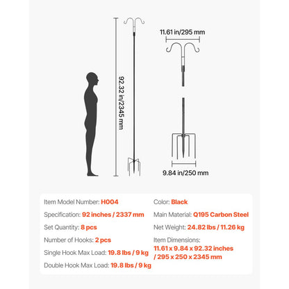 H004 - 92" Sturdy Steel Bird Feeder Pole for Outdoor Decor
