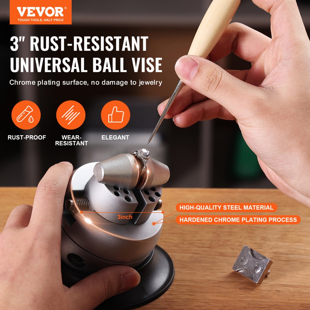 JH-N3YC001BP - 3" Durable Steel Ball Vise for Precision Engraving