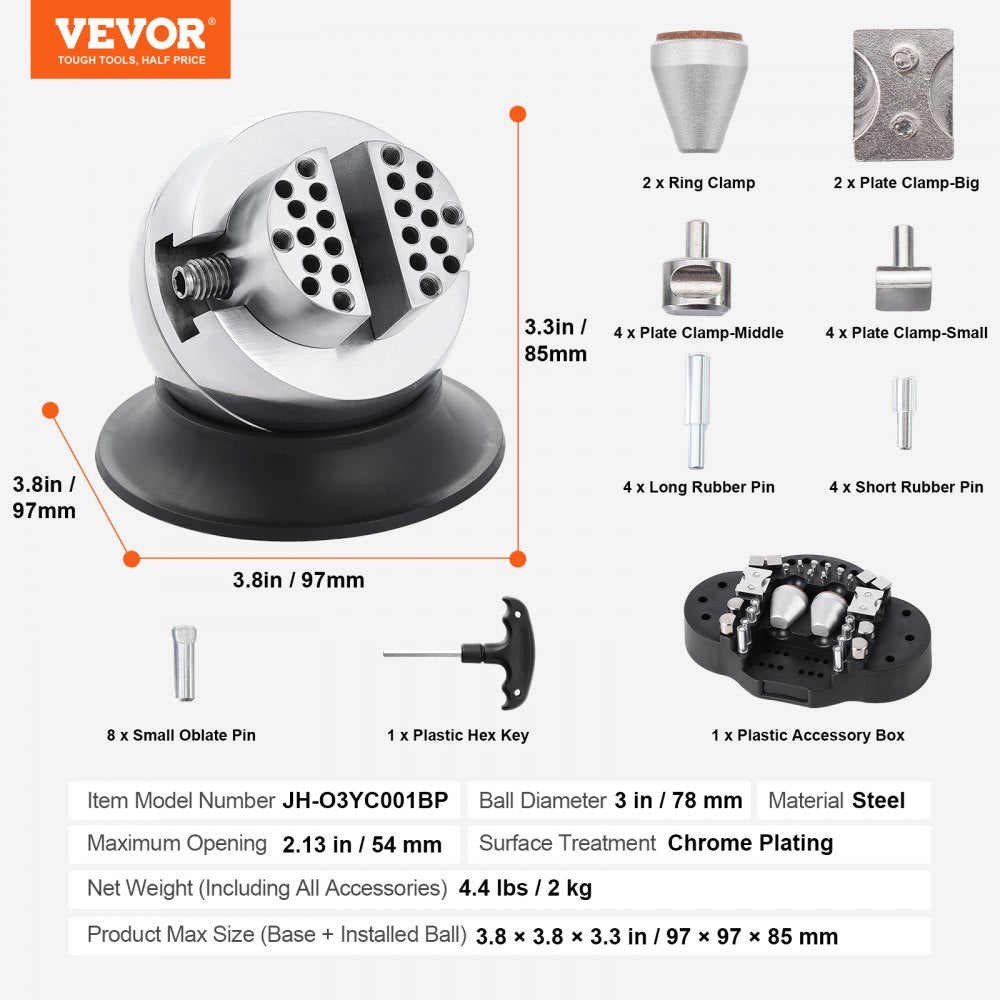 JH-O3YC001BP - Professional 3" VEVOR Ball Vise for Engraving and Inlaying