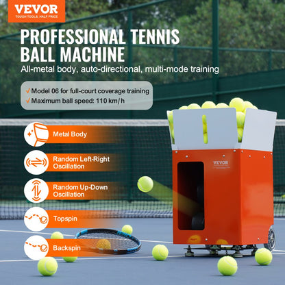 TS-06M - VEVOR Tennis Ball Machine with Bluetooth, 110 km/h, 100 Balls