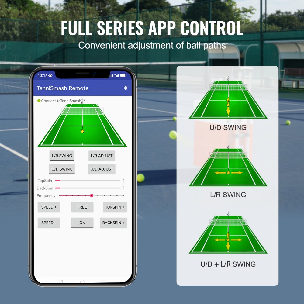 TS-06M - VEVOR Tennis Ball Machine with Bluetooth, 110 km/h, 100 Balls