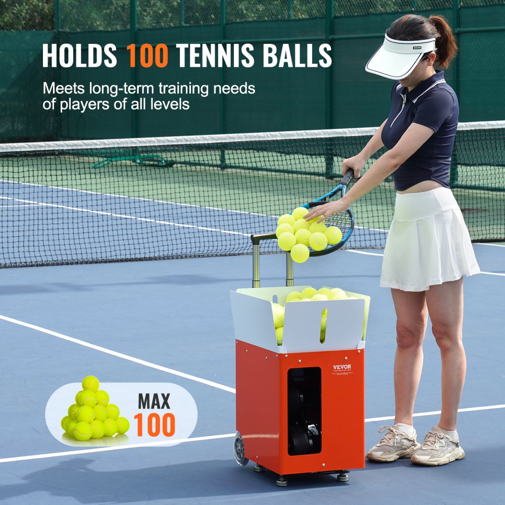 TS-06M - VEVOR Tennis Ball Machine with Bluetooth, 110 km/h, 100 Balls