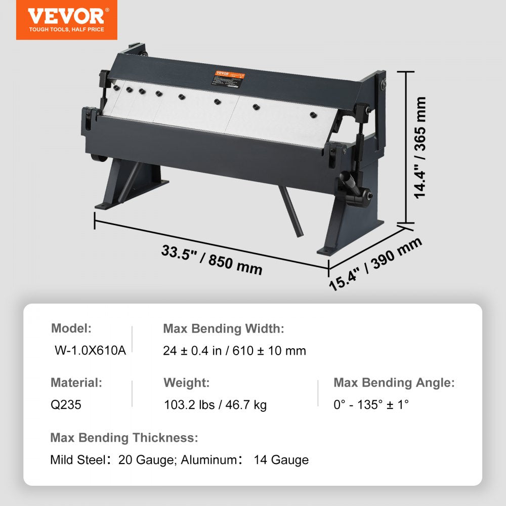 W-1.0X610A - 24" VEVOR Metal Bender for DIY Box and Pan Projects