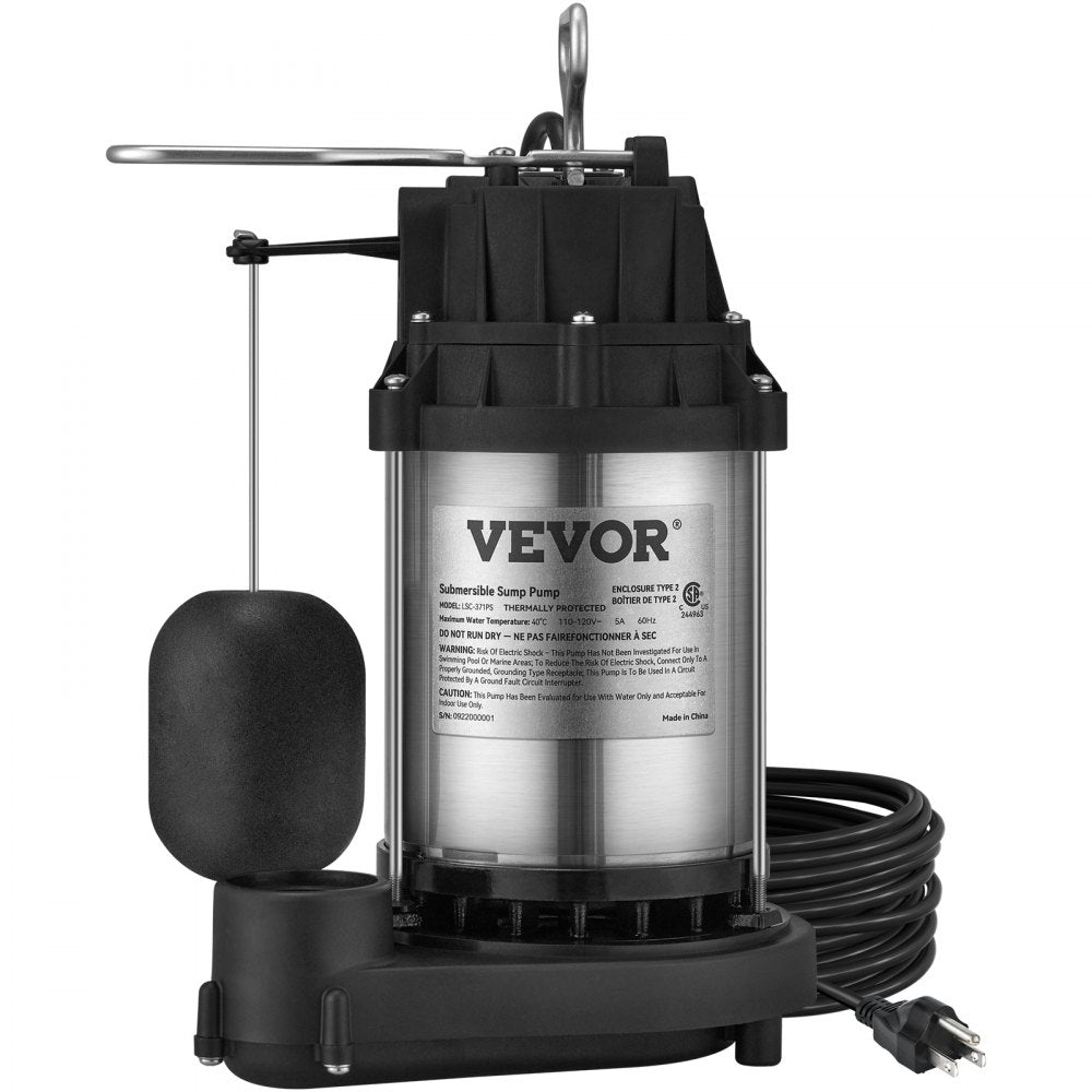 LSC-371PS - Heavy-Duty 1/2 HP Submersible Sump Pump, 4320GPH Flow Rate