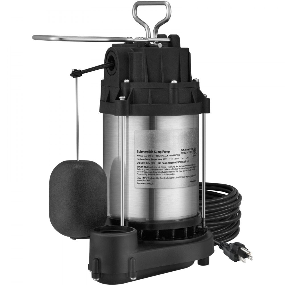 LSC-371PS - Heavy-Duty 1/2 HP Submersible Sump Pump, 4320GPH Flow Rate