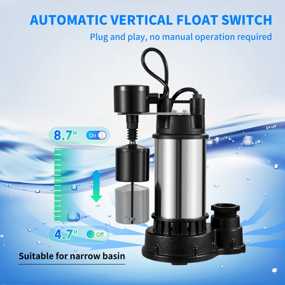 SP07502VD - Durable 1.5 HP Automatic Submersible Sump Pump for Drainage