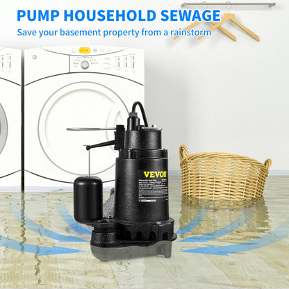 PSSP10003 - High-Efficiency 1 HP Submersible Sump Pump with Automatic Float Switch