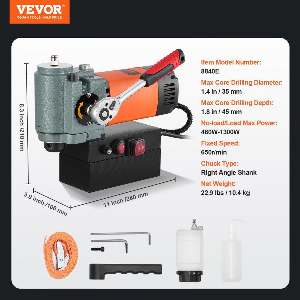 8840E - Lightweight Magnetic Drill 1.4in Diameter for Tight Spaces