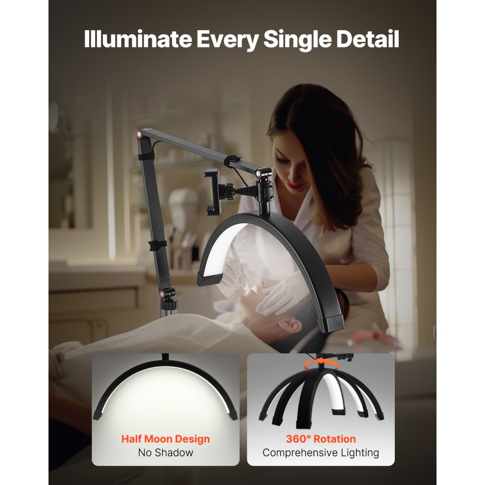 HD-M2X - Versatile Half Moon Lamp, 360° Adjustable, Dual Use Floor & Desk