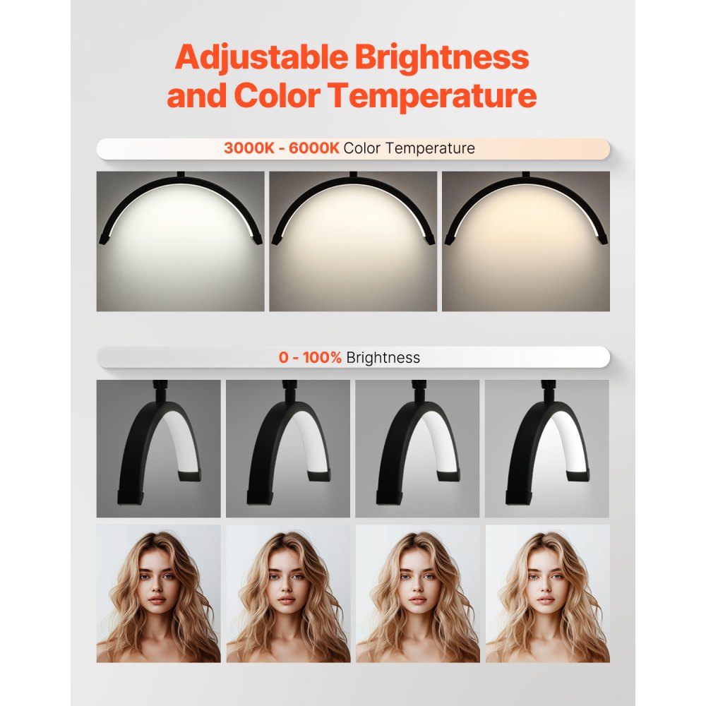 HD-M2X - Versatile Half Moon Lamp, 360° Adjustable, Dual Use Floor & Desk