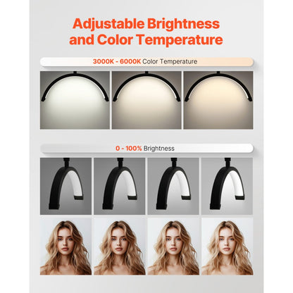 HD-M2X - Versatile Half Moon Lamp, 360° Adjustable, Dual Use Floor & Desk
