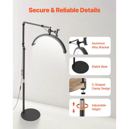 HD-M2X - Versatile Half Moon Lamp, 360° Adjustable, Dual Use Floor & Desk