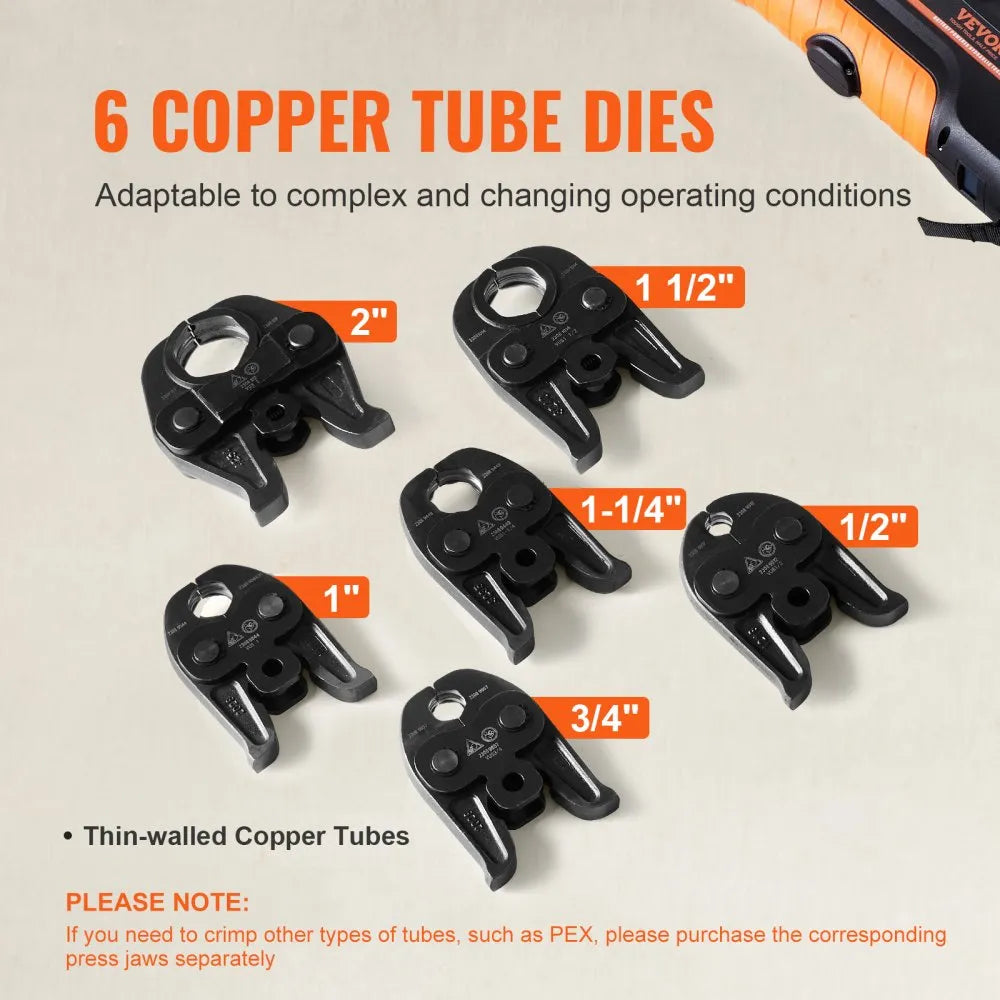 PZ-1550 - Ergonomic 18V Pipe Crimping Tool with 6 Dies