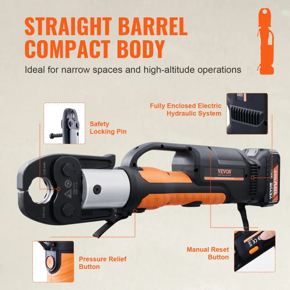 PZ-1550 - Ergonomic 18V Pipe Crimping Tool with 6 Dies