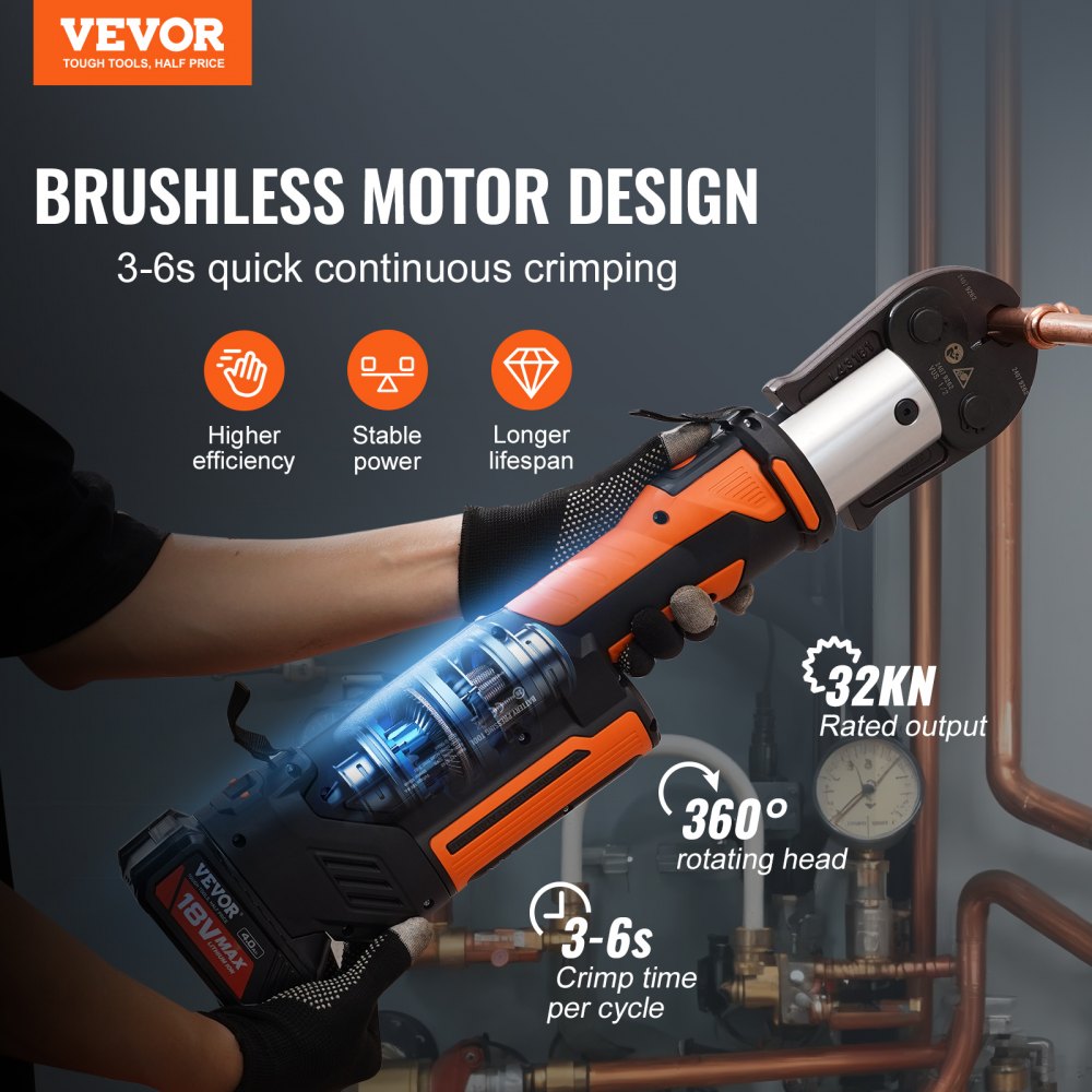 PZ-3240 - VEVOR Cordless Pipe Crimping Tool with OLED Display