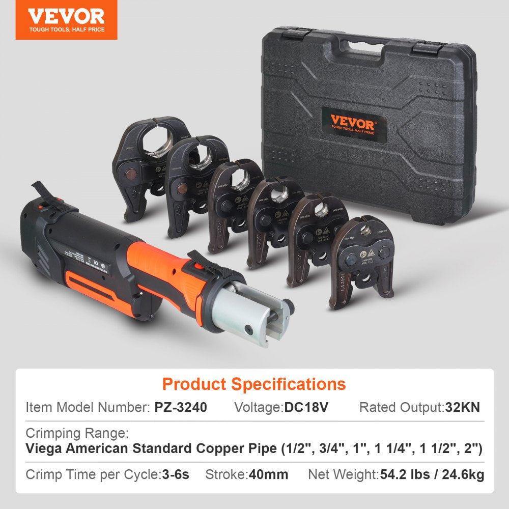 PZ-3240 - VEVOR Cordless Pipe Crimping Tool with OLED Display