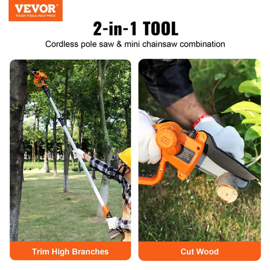 ET2008 - Versatile Cordless Pole Saw, 3.5-8ft Adjustable Reach, 20V Power