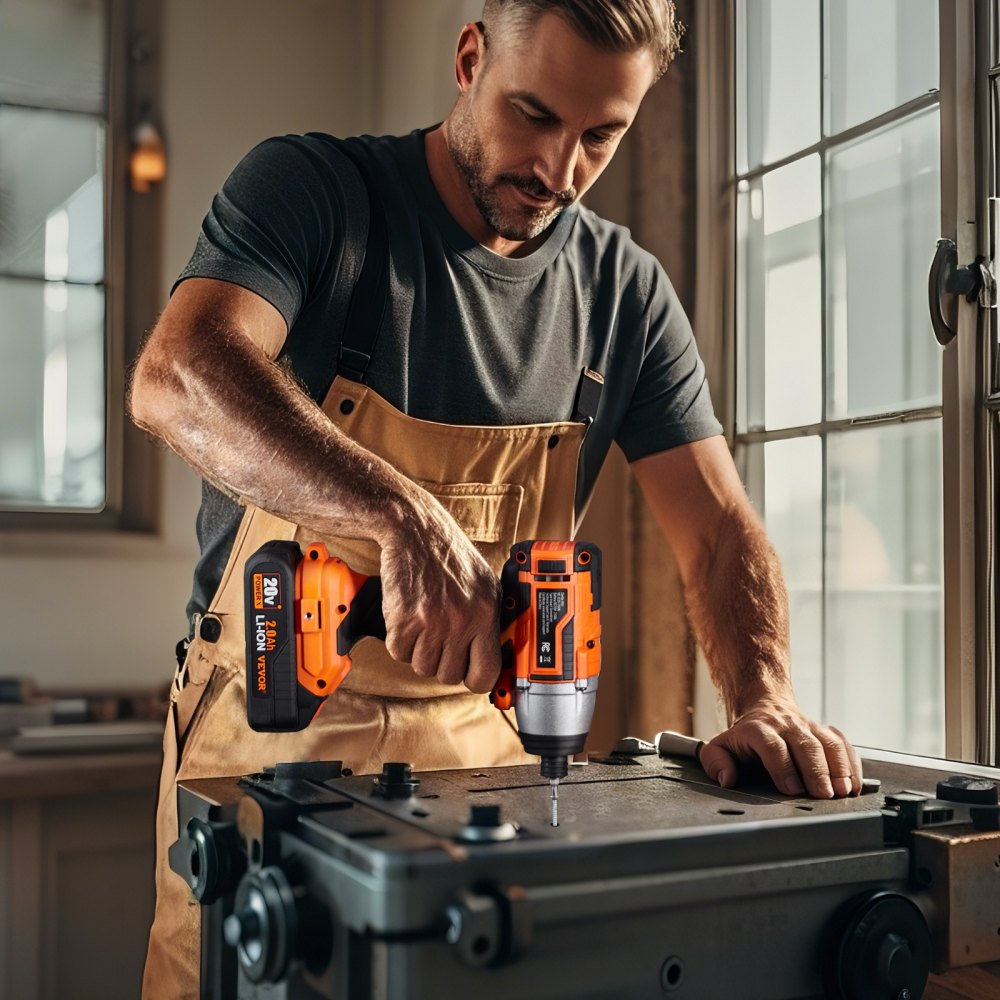 010806647336 - Cordless Drill & Impact Driver Set with LED Light, 21+1 Torque Settings