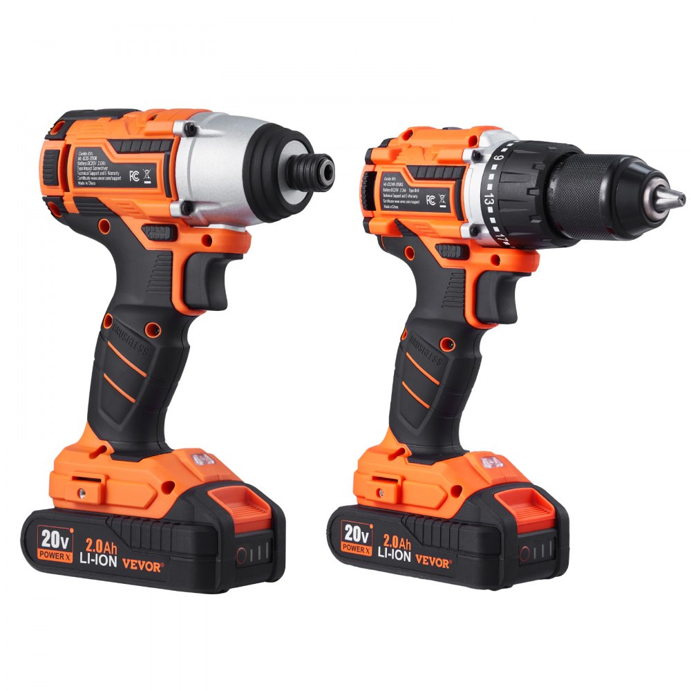 010806647336 - Cordless Drill & Impact Driver Set with LED Light, 21+1 Torque Settings