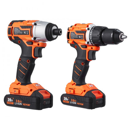 010806647336 - Cordless Drill & Impact Driver Set with LED Light, 21+1 Torque Settings