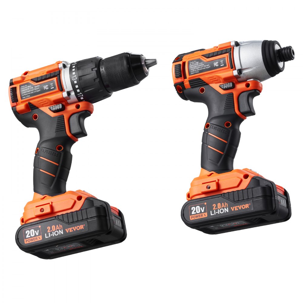 010806647336 - Cordless Drill & Impact Driver Set with LED Light, 21+1 Torque Settings