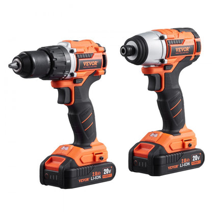 010806647336 - Cordless Drill & Impact Driver Set with LED Light, 21+1 Torque Settings