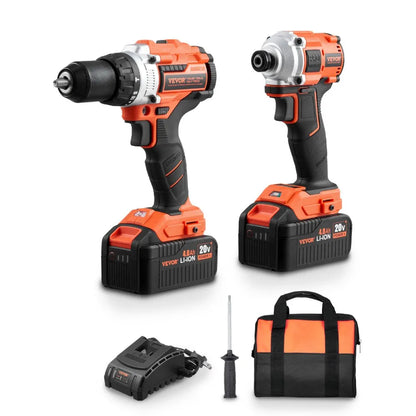 010165932140 - Compact 20V Cordless Tool Kit: Impact Drill & Driver Combo