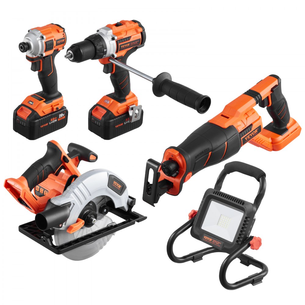 010140360153 - 5-in-1 20V Brushless Cordless Tool Kit with Batteries