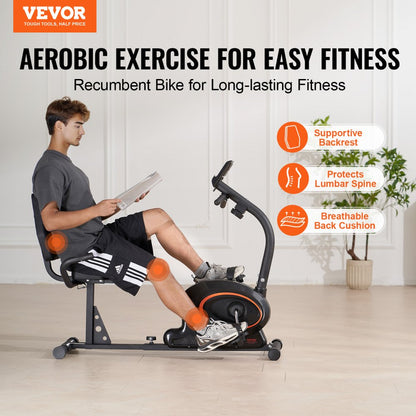 Y-R901 - Adjustable Recumbent Bike with 8 Resistance Levels and Magnetic System