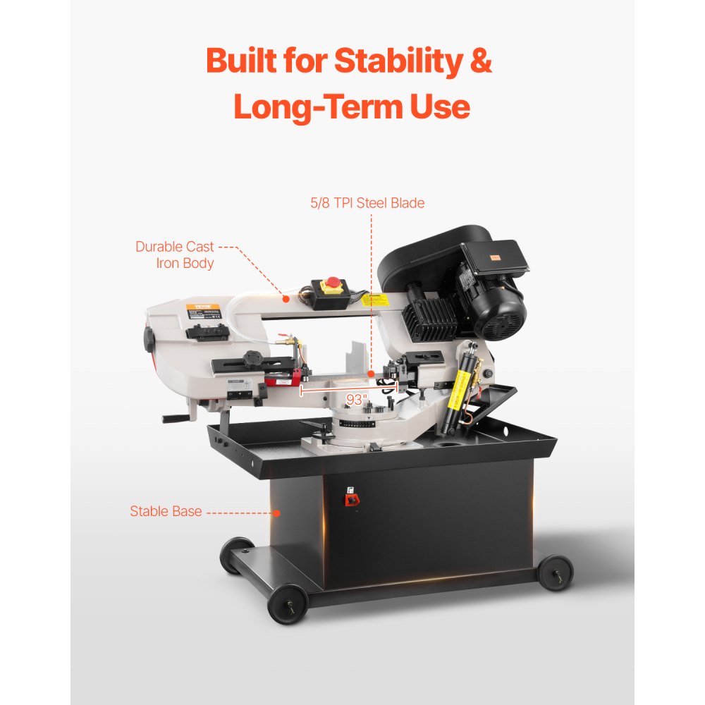 BS-712R - 1.1 kW Variable Speed 7"x8.25" Metal Band Saw