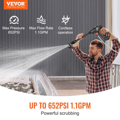 XS-003 - Portable 652 PSI Cordless Pressure Washer with 6-in-1 Nozzle