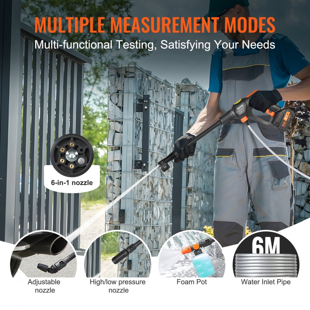 XS-003 - Portable 652 PSI Cordless Pressure Washer with 6-in-1 Nozzle