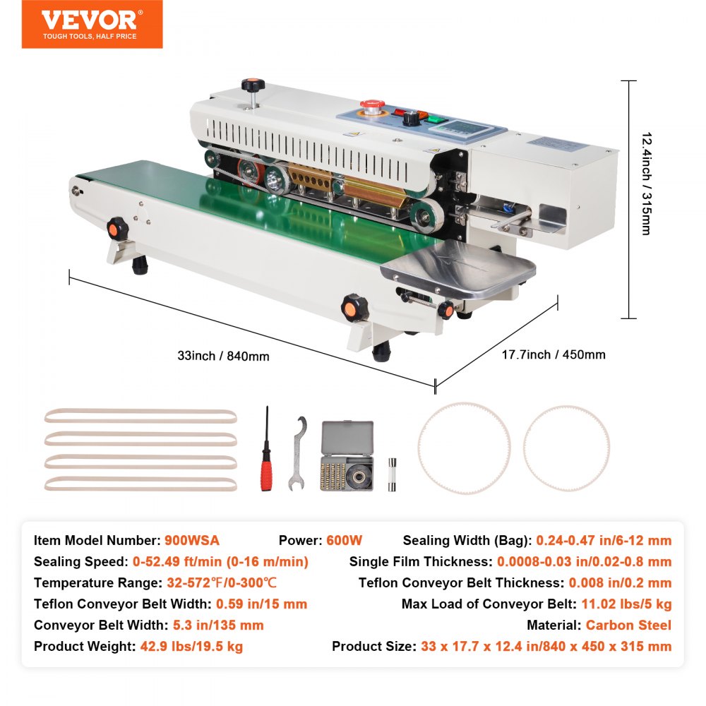 900WSA - Adjustable Continuous Band Sealer for Fast, Durable Packaging