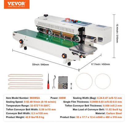 900WSA - Adjustable Continuous Band Sealer for Fast, Durable Packaging