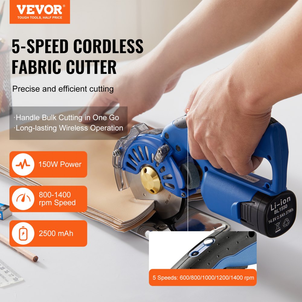 RCS-100B - Cordless VEVOR Fabric Cutter for Efficient Layered Cutting