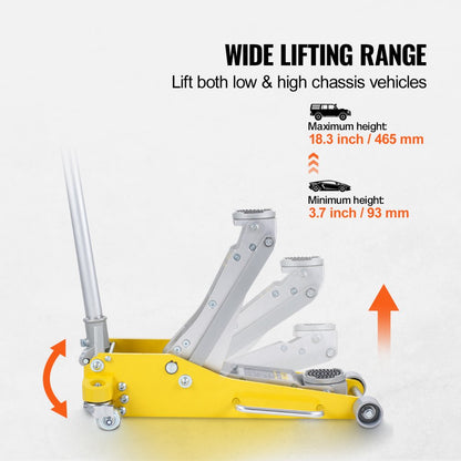 LD100A-030-00 - 3 Ton Low-Profile Aluminum Floor Jack with Dual Cylinder