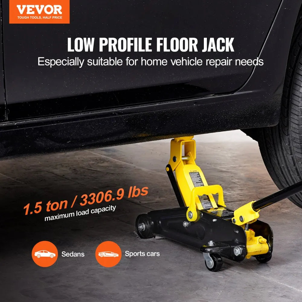 QJD60A - 1.5 Ton Low Profile Hydraulic Jack for Family Cars