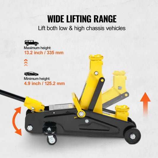 QK20-QJD61A - 2 Ton Low Profile Hydraulic Floor Jack, Minimum Height 4.9 inches
