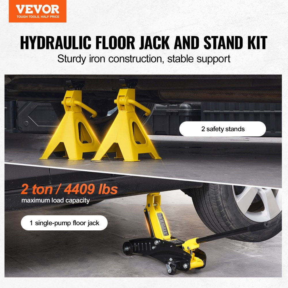 QJD61A-J1602-1 - 2 Ton Hydraulic Floor Jack with Adjustable Height and Safety Features