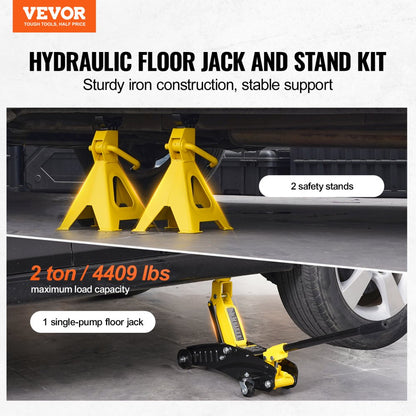 QJD61A-J1602-1 - 2 Ton Hydraulic Floor Jack with Adjustable Height and Safety Features