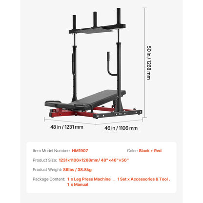HM1907 - 550lbs Vertical Leg Press with Adjustable Features for Home Gym