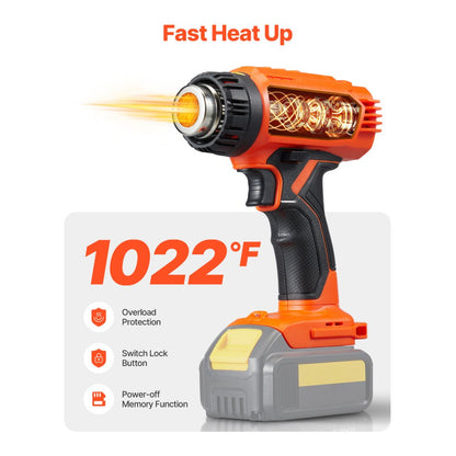 R005A - Cordless Heat Gun with LED, 6 Temp Settings & Safety Features