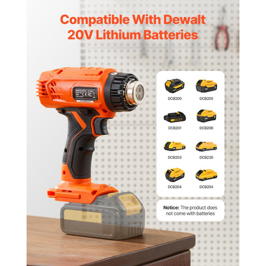 R005A - Cordless Heat Gun with LED, 6 Temp Settings & Safety Features