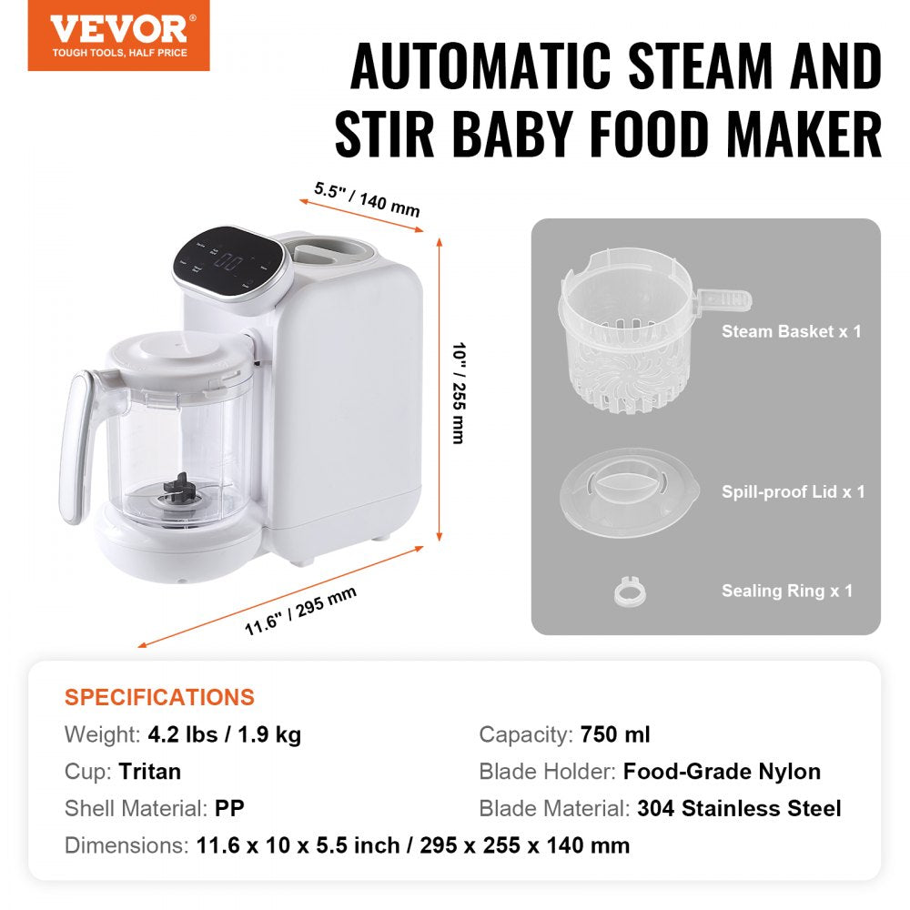 BFP-1600E - 5-in-1 VEVOR Baby Food Maker with Tritan Container