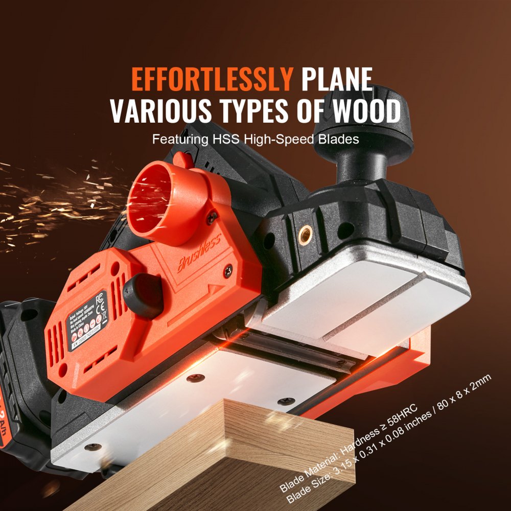 DB18V-821 - 3-1/4" Cordless Electric Planer, 800W, 16000 RPM Performance
