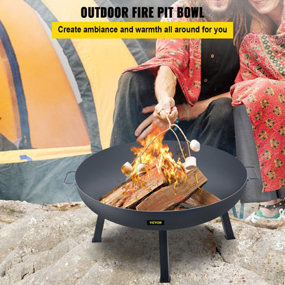 VV-FPB-34 - 34-Inch Durable Carbon Steel Fire Pit Bowl with Handles