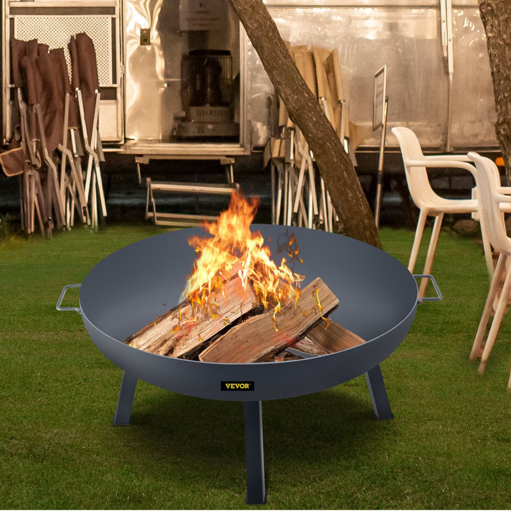 VV-FPB-34 - 34-Inch Durable Carbon Steel Fire Pit Bowl with Handles