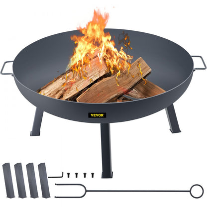 VV-FPB-34 - 34-Inch Durable Carbon Steel Fire Pit Bowl with Handles