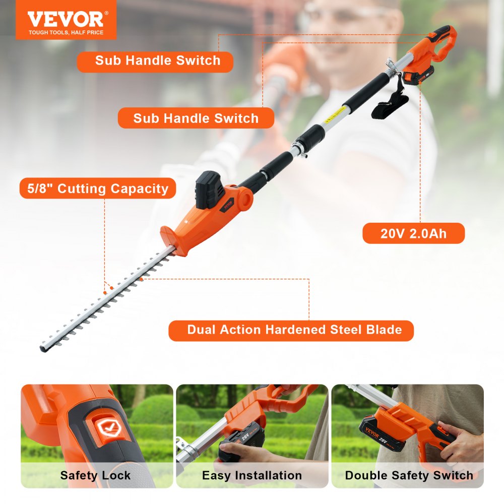 ET1611 - Lightweight 20V Cordless Hedge Trimmer with Impressive Battery Life
