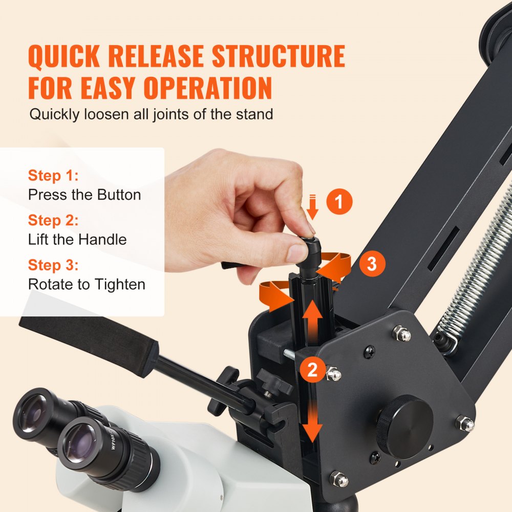 JH-1A - VEVOR 7X-45X Microscope, 15.7" Adjustable Stand & LED Light